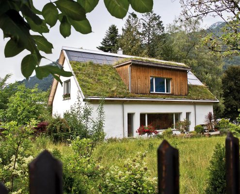 privatere Dachgarten mit Solarpanelen